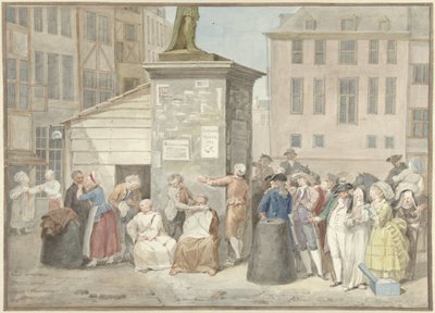 Plaza con monjes y monjas durante la revolución en Bélgica, 20 de octubre de 1787 de Aert Schouman (signed by artist)