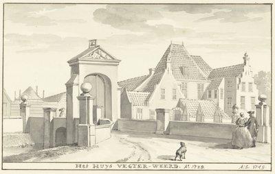 El havezathe Vechterweerd cerca de Zwolle en 1729 Het HUYS VEGTER-WEERD Ao 1729 (título sobre objeto) de Aert Schouman