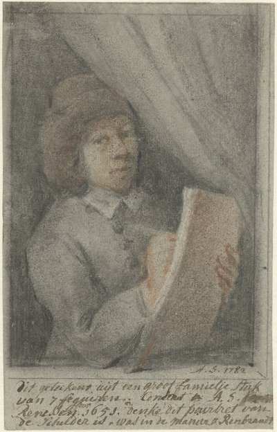 Detalle de un cuadro con el autorretrato de Constantijn Daniël à Renesse de Aert Schouman