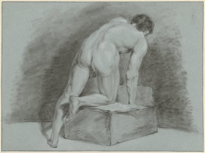 Hombre desnudo, encorvado, visto desde atrás de Aert Schouman