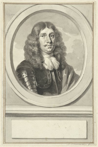 Retrato de Cornelis Evertsen con armadura, en óvalo, a la derecha de Aert Schouman