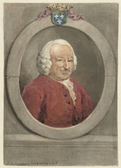 Retrato de Johan Hudde Dedel, en óvalo, a la derecha de Aert Schouman