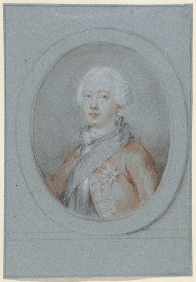 Retrato de un hombre con faja y caballero, a la derecha en óvalo de Aert Schouman