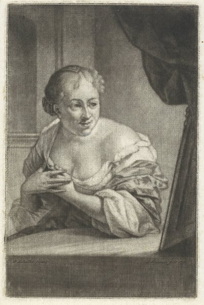 mujer frente a un espejo de Aert Schouman