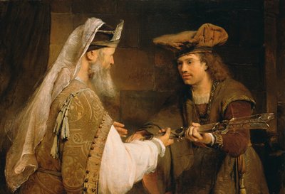 Ahimelec dando la espada de Goliat a David, 1680s de Aernt de Gelder
