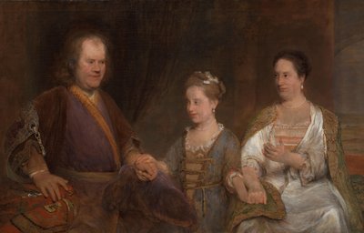 Hermanus Boerhaave (1668-1738), profesor de medicina en la Universidad de Leiden, con su esposa Maria Drolenvaux (1686-1746) y su hija Johanna Maria (1712-91) de Aernt de Gelder