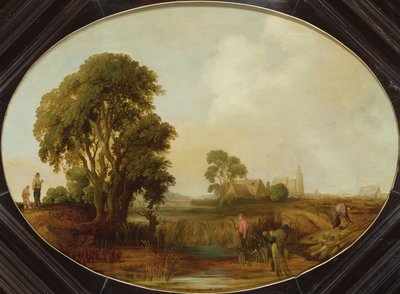 Un paisaje con cortadores de cañas, siglo XVII de Aert van der Neer