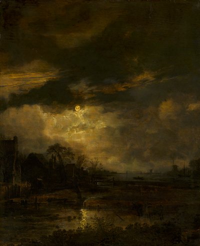 Paisaje al atardecer de Aert van der Neer