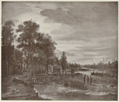 Paisaje fluvial a la luz de la luna con figuras de Aert van der Neer