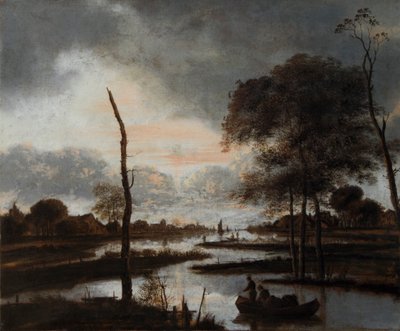 Vista del río: atardecer de Aert van der Neer