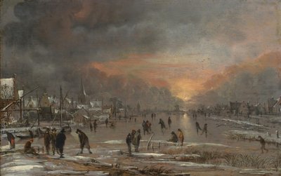 Deportes en un Río Congelado, probablemente ca. 1660 de Aert van der Neer