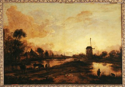 Puesta de sol en el Yssel, hacia 1645 (óleo) de Aert van der Neer