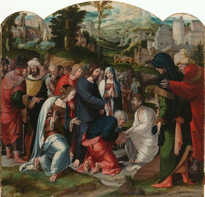 La resurrección de Lázaro
Panel central de un tríptico con la resurrección de Lázaro de Aertgen Claesz van Leyden (attributed to)
