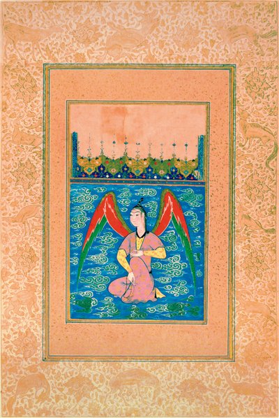 Un peri en el aire con un rosario, c.1500 de Afghan School