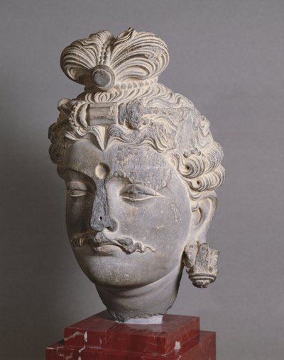 Cabeza de un Bodhisattva, estilo greco-budista, de Buner, siglo II de Afghan School