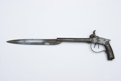 Pistola de percusión de doble cañón, c.1840 (acero, latón y cuerno) de African