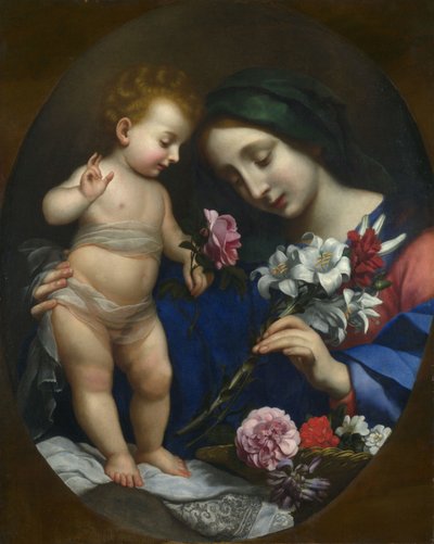 La Virgen y el Niño con flores de after Carlo Dolci