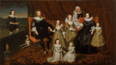 Retrato de Sir Thomas Lucy y su Familia de After Cornelius Johnson