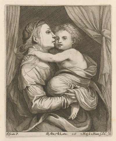 Madonna y el Niño de After David Teniers the Younger