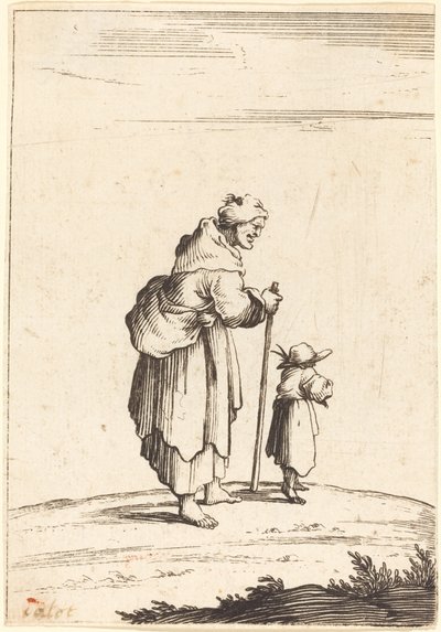 Mendiga y Niño de After Jacques Callot