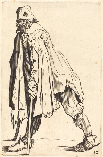 Mendigo con muletas y gorra de After Jacques Callot