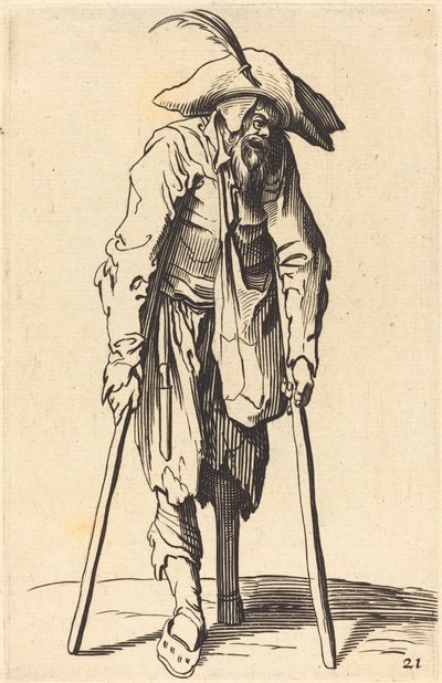 Mendigo con pierna de madera de After Jacques Callot