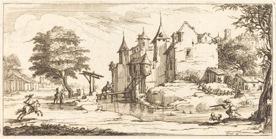 Castillo con puente levadizo de After Jacques Callot
