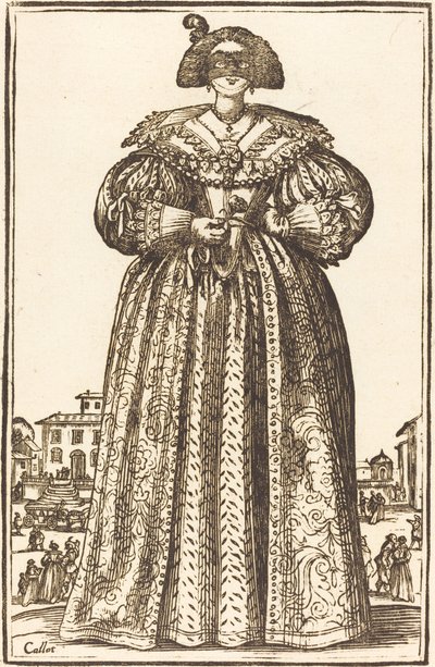 Mujer noble enmascarada de After Jacques Callot