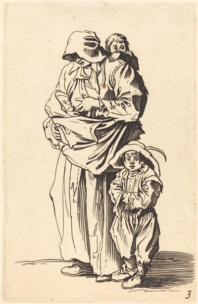 Madre y tres niños de After Jacques Callot