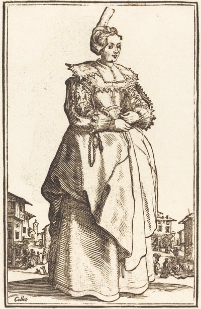 Mujer noble con un sombrero pequeño de After Jacques Callot