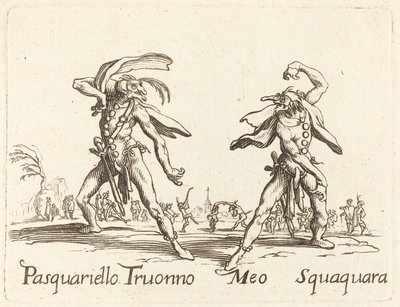 Pasquariello Truonno y Meo Squaquara de After Jacques Callot