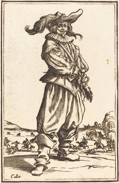Soldado con Gorro de Plumas de After Jacques Callot
