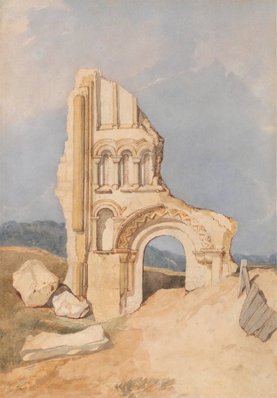 Ruina de una iglesia normanda de After John Sell Cotman