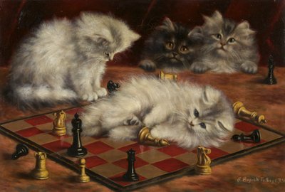 Gatos con un tablero de ajedrez de Agnes Augusta Talboys