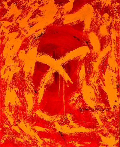 Rojo 1, 2014 (técnica mixta con óleo sobre lienzo) de Agnes Girardon