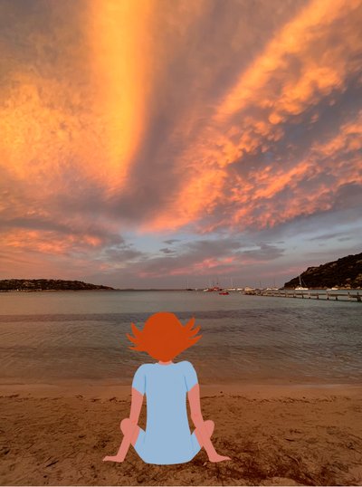 Puesta de sol, 2023 (arte digital sobre fotografía) de Agnes Girardon