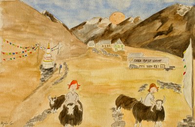 El viaje, Langtang, 2015 , acuarela sobre papel de Agnes Girardon