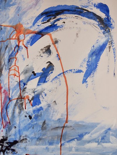 Sin título, 2016 (tinta y acrílico sobre papel) de Agnes Girardon