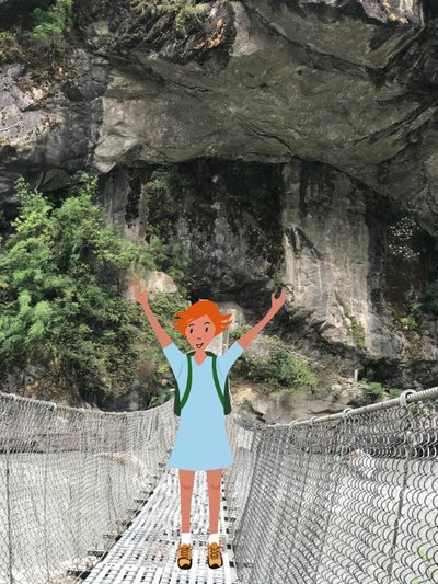 Walking on a Bridge , 2023 (arte digital sobre fotografía) de Agnes Girardon