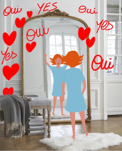 YES OUI, 2023 (arte digital sobre fotografía) de Agnes Girardon