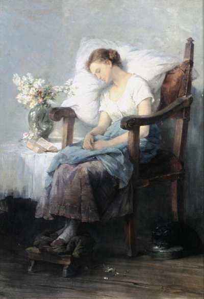 Dormido (óleo sobre lienzo) de Agnes Grunenwald