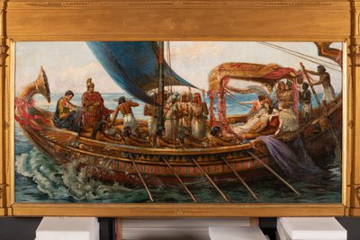 La huida de Antonio y Cleopatra de la batalla de Actium, c.1897 (óleo sobre lienzo) de Agnes Pringle