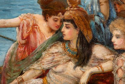 La huida de Antonio y Cleopatra de la batalla de Actium, c.1897 (óleo sobre lienzo) de Agnes Pringle