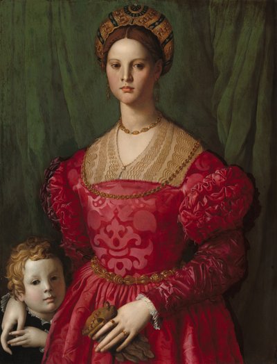 Una joven y su pequeño hijo de Agnolo Bronzino