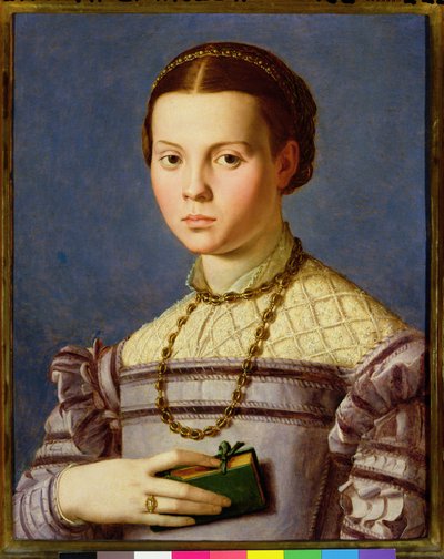 Retrato de una niña sosteniendo un libro c.1545 de Agnolo Bronzino