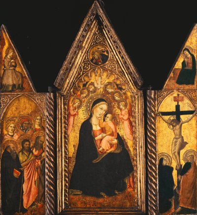 Un tríptico portátil con la Madonna y el Niño entronizados con ángeles de Agnolo Gaddi