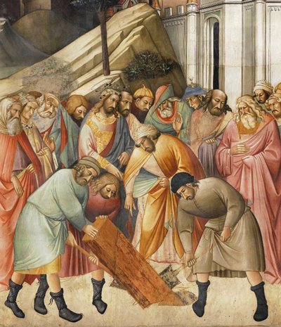 El rey Salomón enterrando una de las vigas de la cruz, c.1380 de Agnolo Gaddi