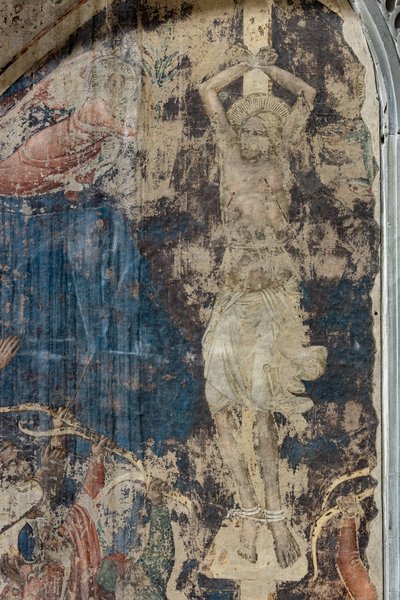 Martirio de San Sebastián, detalle (fresco independiente) de Agnolo Gaddi