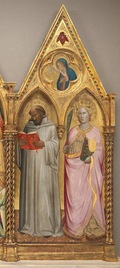 San Bernardo y Santa Catalina de Alejandría con la Virgen de la Anunciación (panel derecho) de Agnolo Gaddi