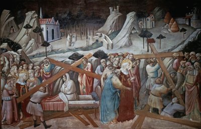 Santa Elena excava para encontrar la Verdadera Cruz, del Ciclo de la Leyenda de la Verdadera Cruz por Agnolo Gaddi, capilla de la Basílica de Santa Croce, Florencia, c.1380 de Agnolo Gaddi